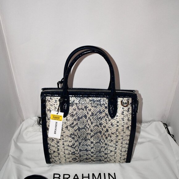 BRAHMIN Anchor Cirrus Contrast Trim Caroline Satchel in Anchor #S512437 00951 NW - Picture 8 of 10